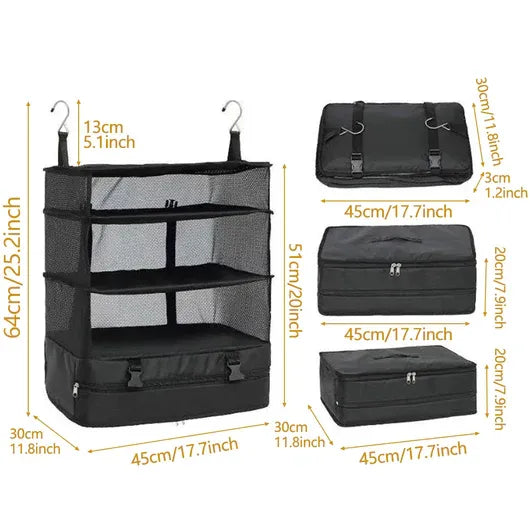 Organizador de viaje colgante de 3 estantes