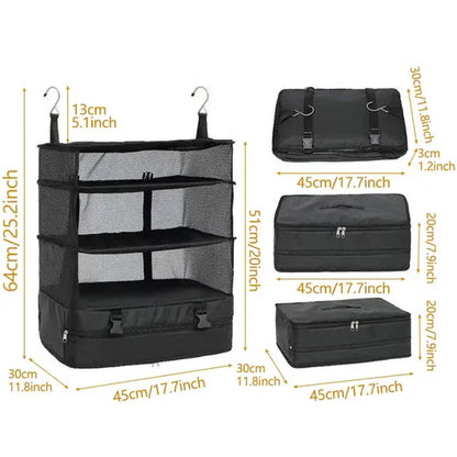 Organizador de viaje colgante de 3 estantes